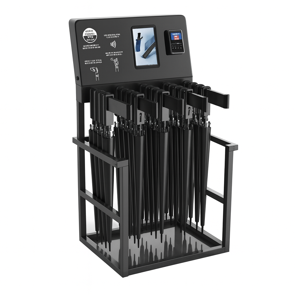 Umbrellamatik umbrella vending machine - transit stations, malls, rainy day impulse